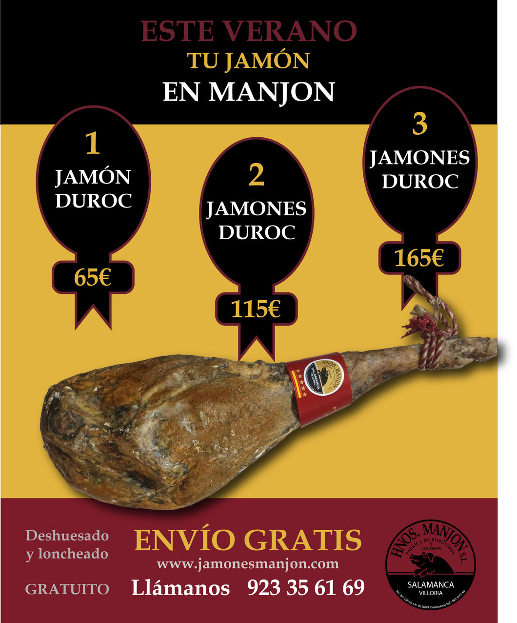 VERANO 2023. JAMÓN DUROC  5 ESTRELLAS (6.500 KG A 7.500 KG)